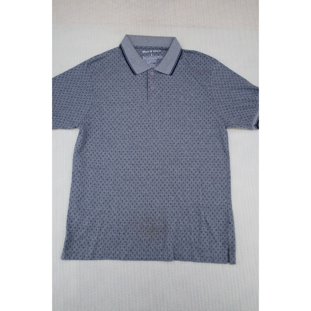 Marx & Dutch Polo Shirt Mens Large Gray Short Sleeve Cotton Classic Preppy